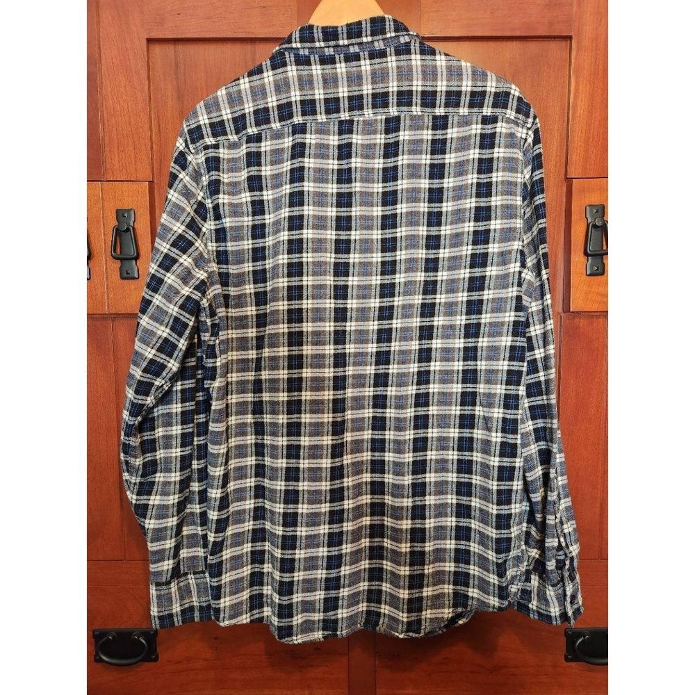 The Rail Mens XL Black White Blue Plaid Flannel Collared Long Sleeve XL - Picture 3 of 7